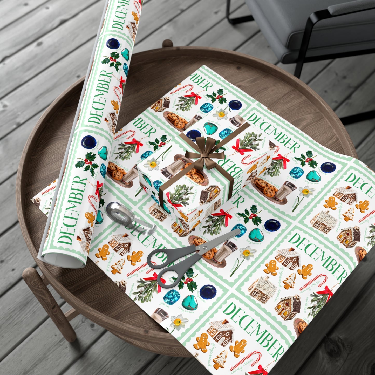 December Birth Month Collage Wrapping Paper