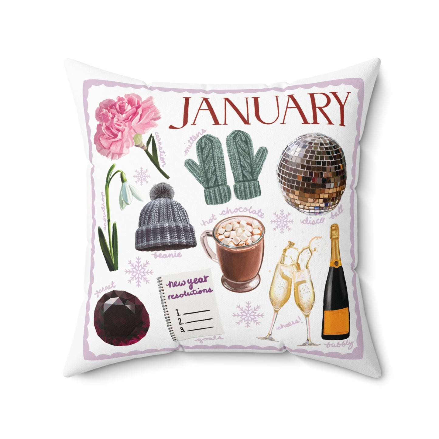 January Birth Month-Spun Polyester Square Pillow