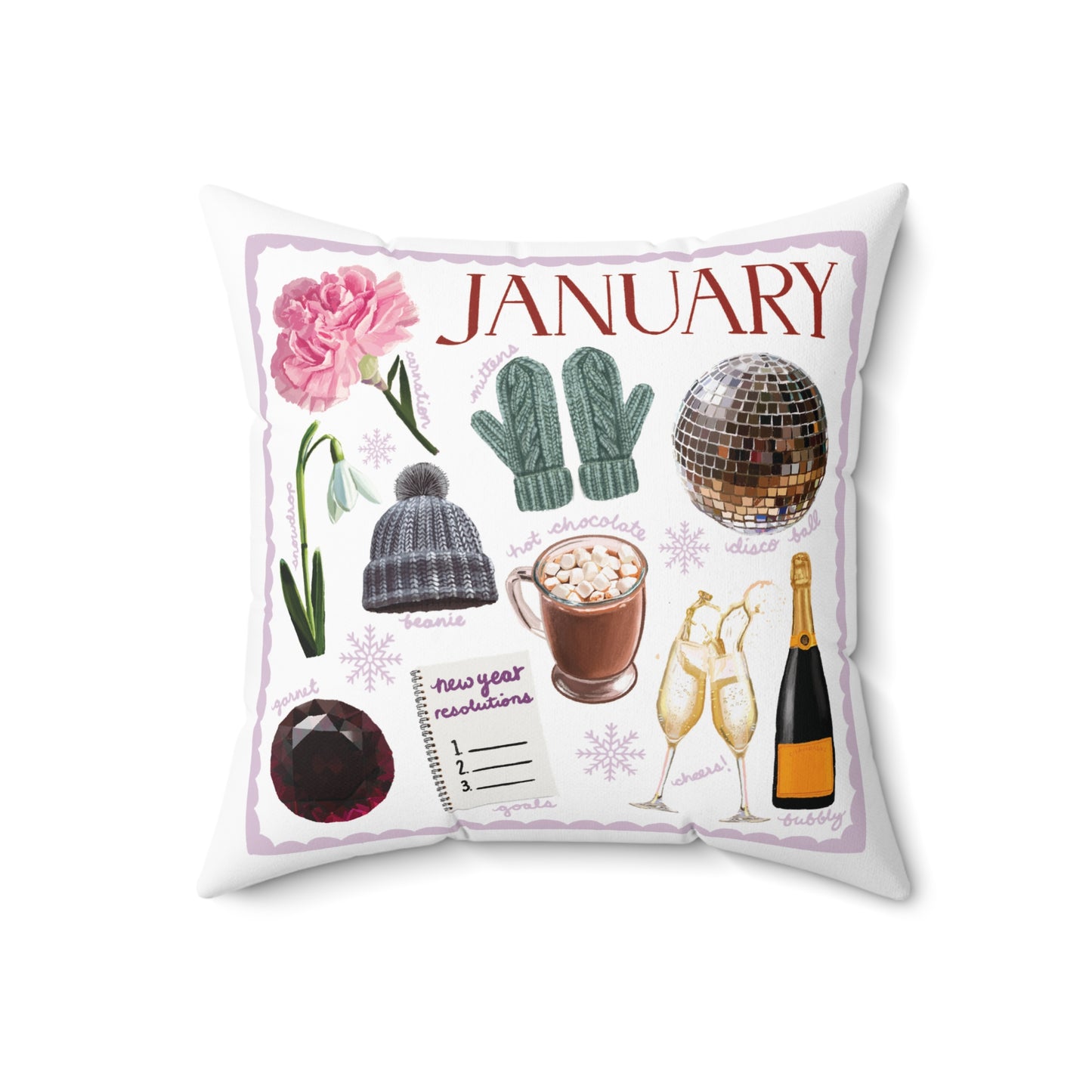 January Birth Month-Spun Polyester Square Pillow