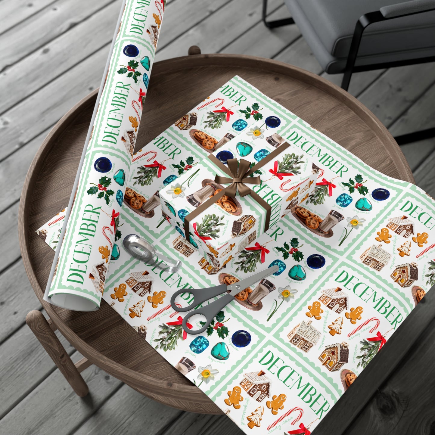 December Birth Month Collage Wrapping Paper