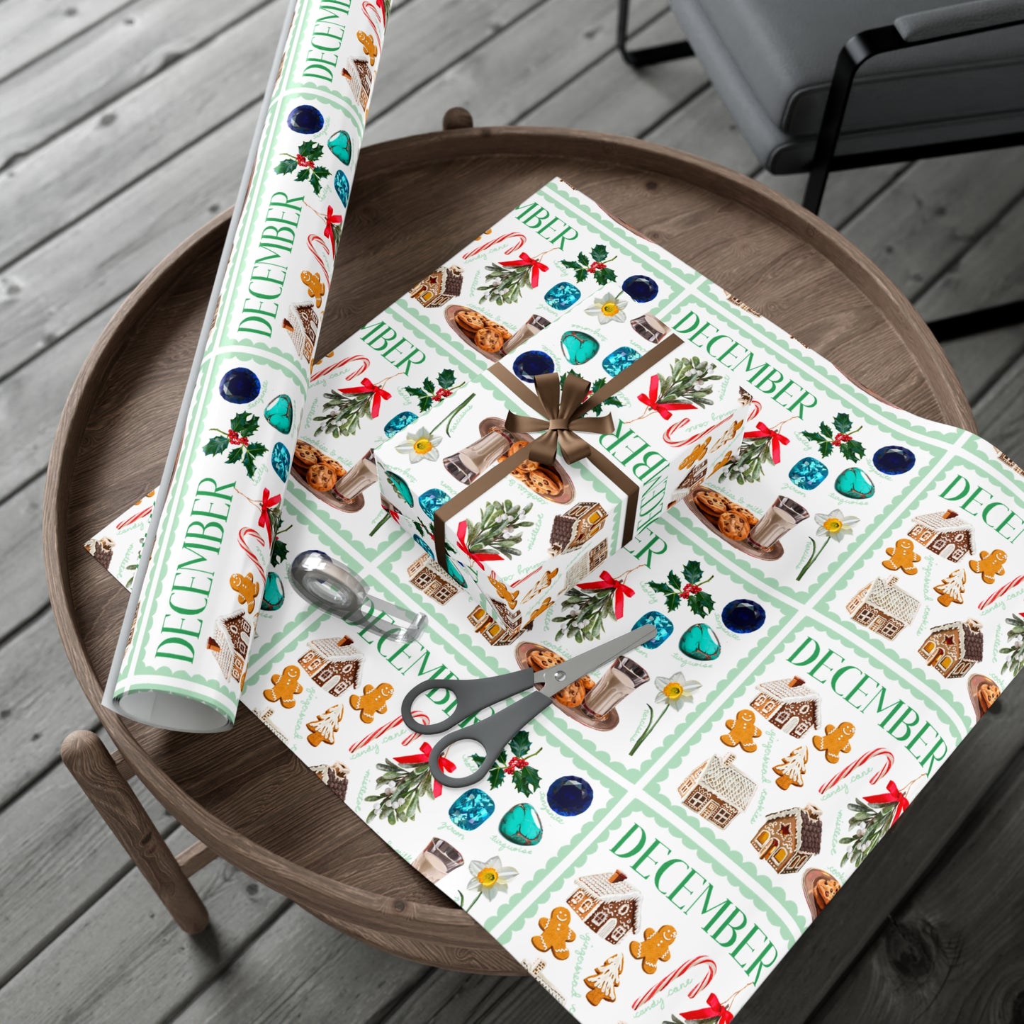 December Birth Month Collage Wrapping Paper