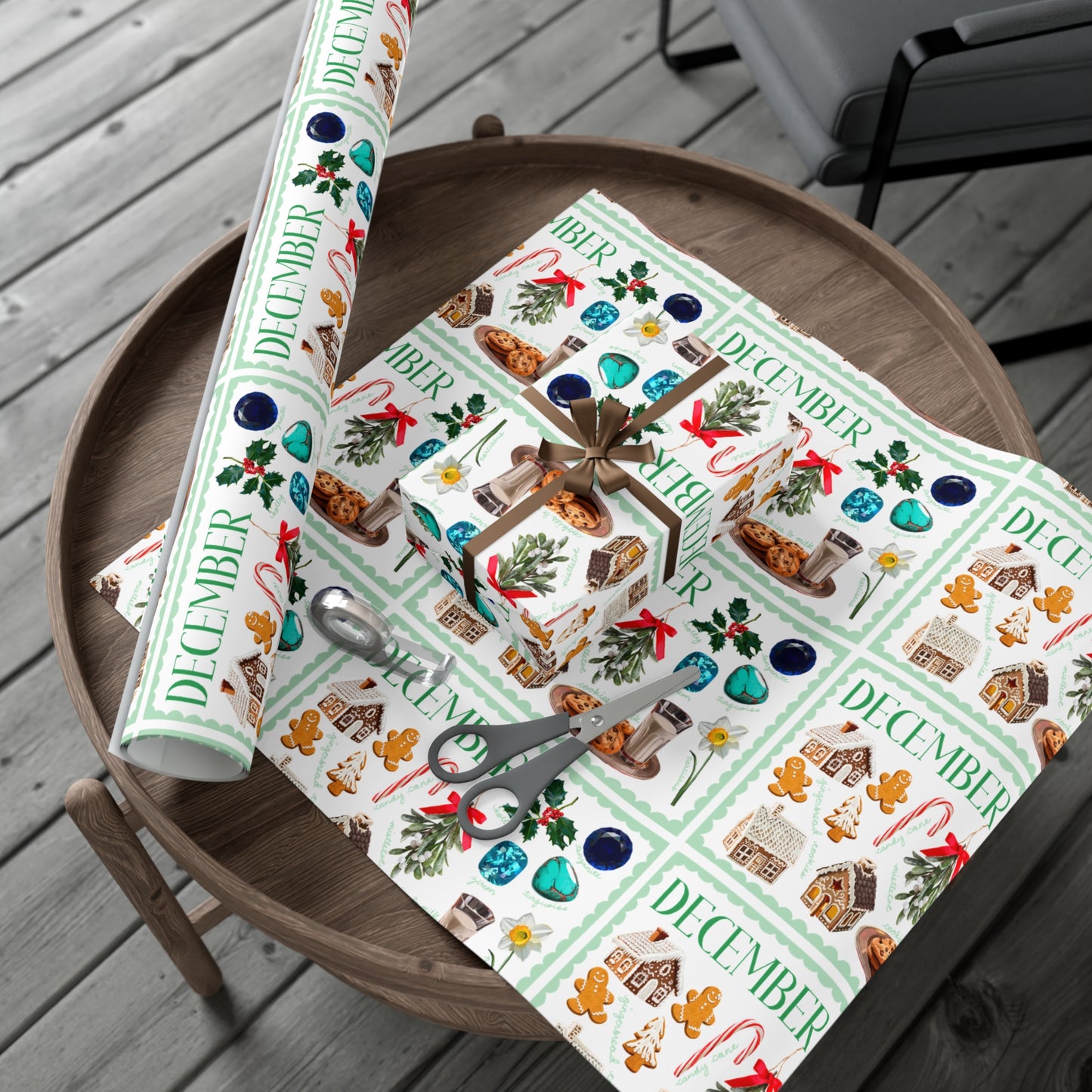 December Birth Month Collage Wrapping Paper