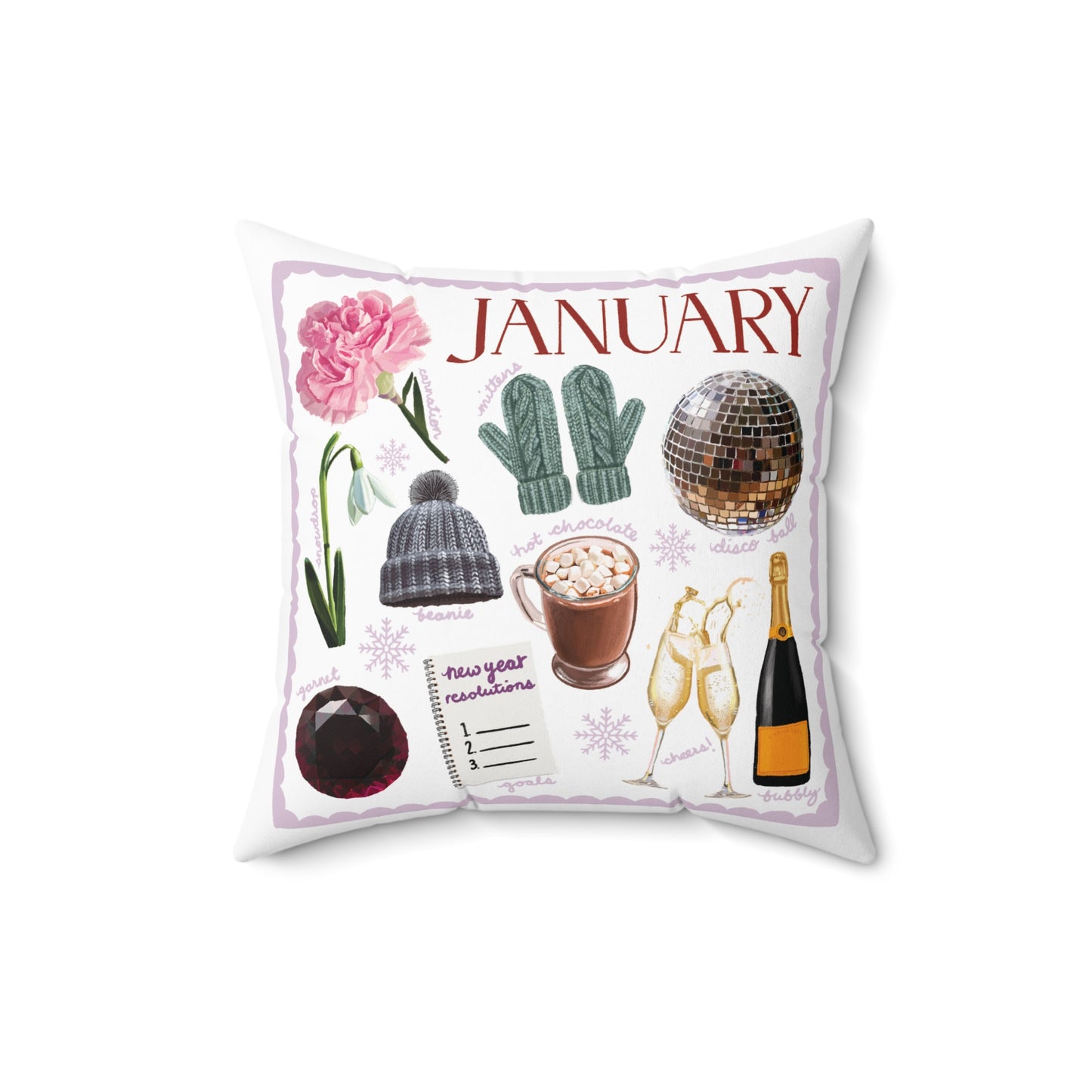 January Birth Month-Spun Polyester Square Pillow