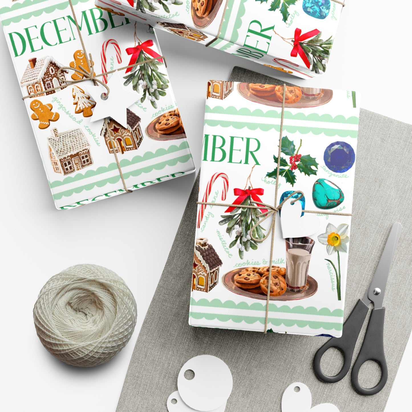 December Birth Month Collage Wrapping Paper