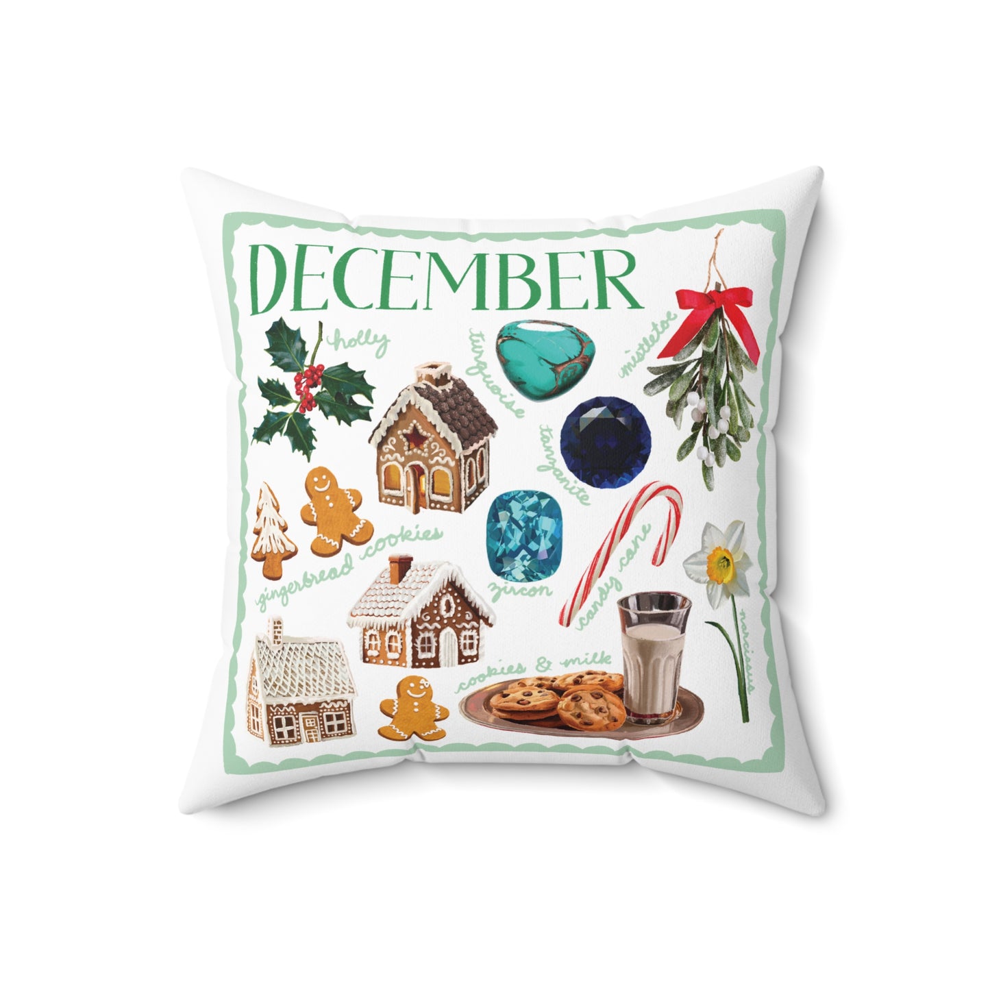 December Birth Month-Spun Polyester Square Pillow