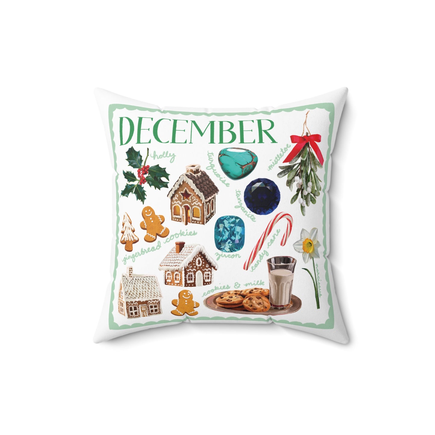 December Birth Month-Spun Polyester Square Pillow