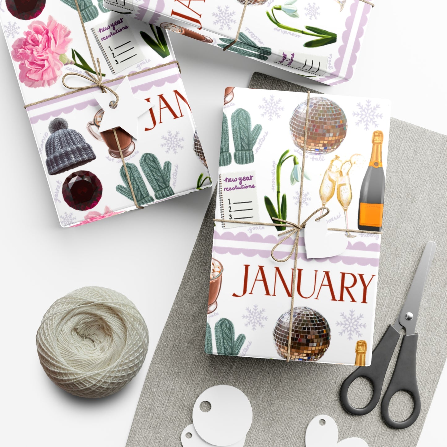 January Birth Month Collage Wrapping Paper