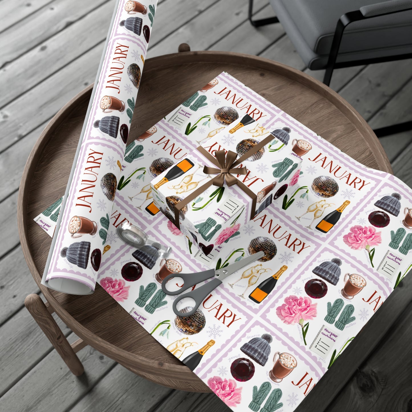 January Birth Month Collage Wrapping Paper