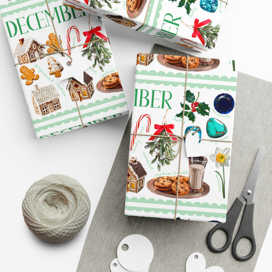 December Birth Month Collage Wrapping Paper