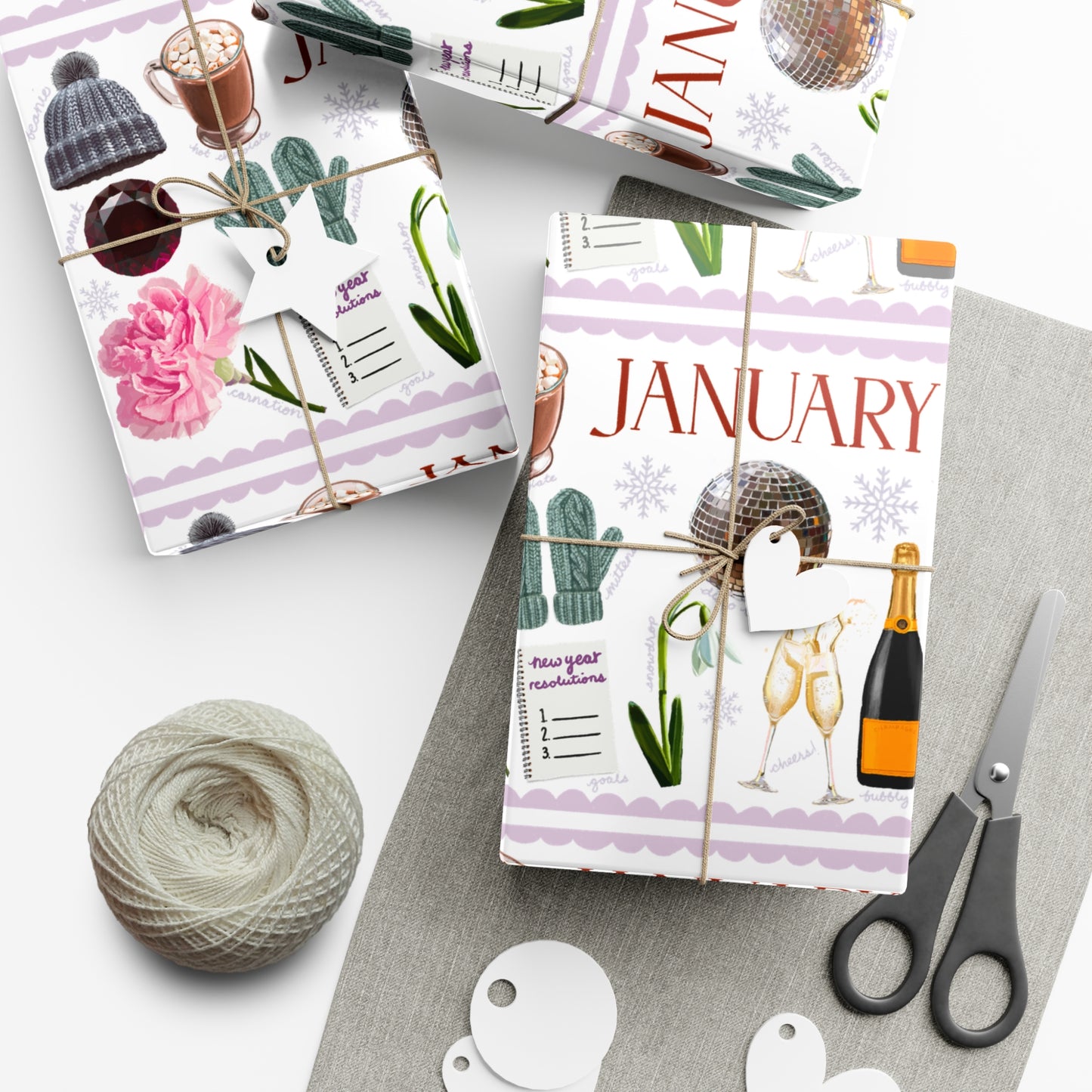 January Birth Month Collage Wrapping Paper