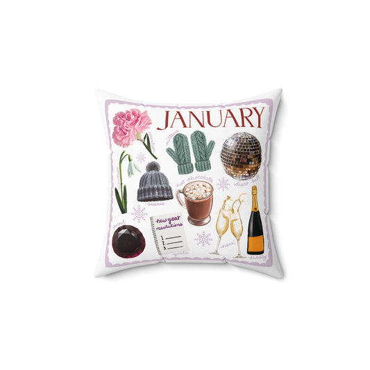 January Birth Month-Spun Polyester Square Pillow