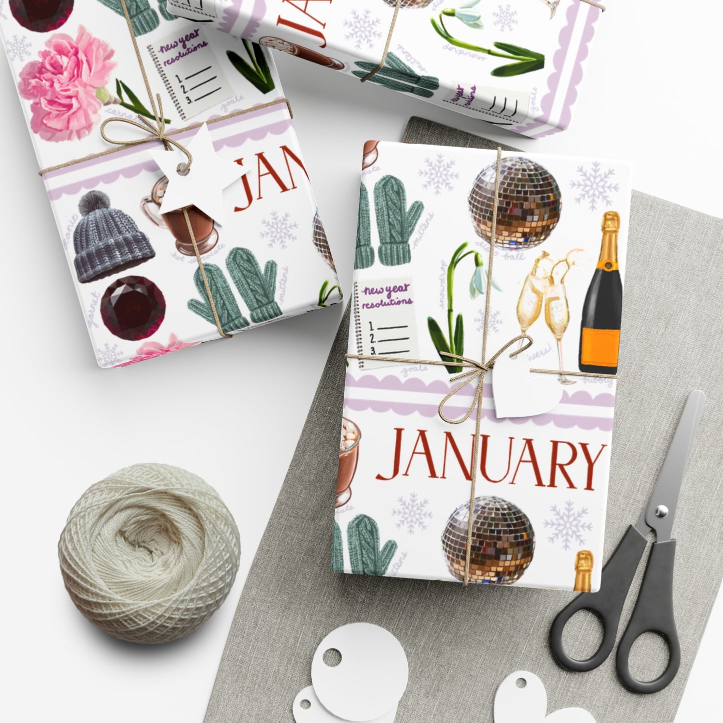 January Birth Month Collage Wrapping Paper