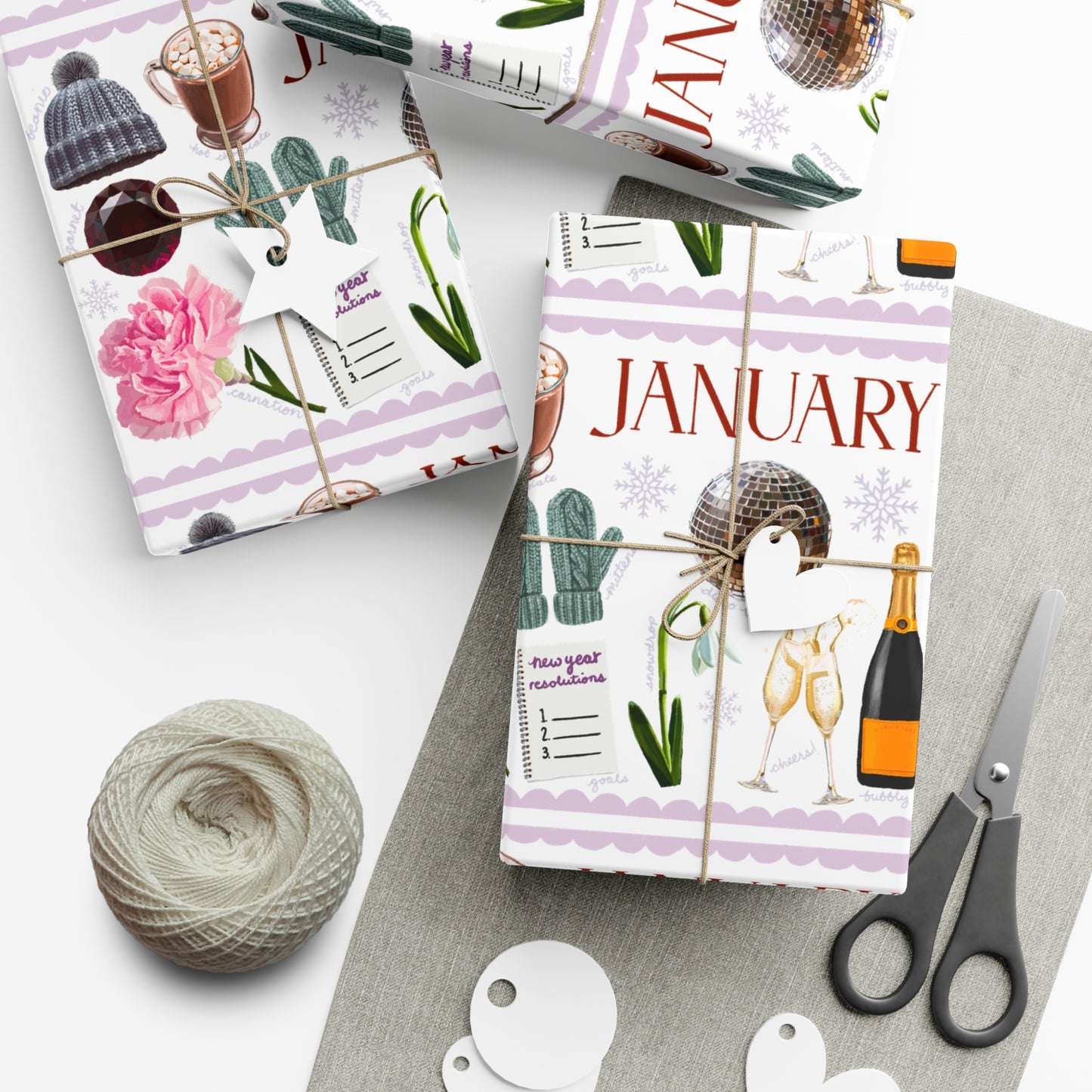 January Birth Month Collage Wrapping Paper